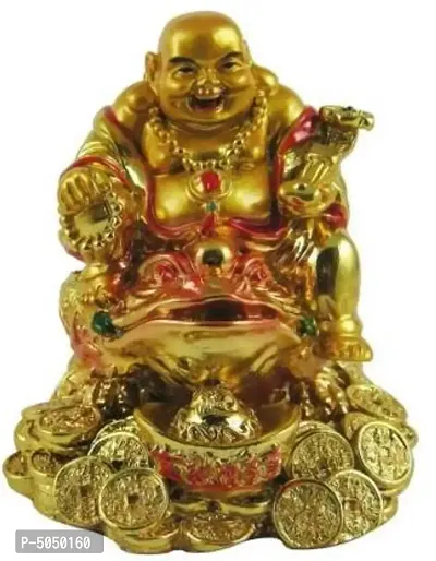 Feng Shui Happy Man for Office-Desk, Table Decor, Home, shop and Car Dashboard - Laughing Buddha For Health, Wealth  ProsperityDecorative Showpiece - 7 cm  (Polyresin, Multicolor)