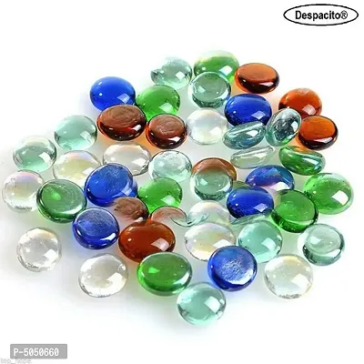 Glass Gem Stone, Flat Round Marbles Aquarium Pebbles for Vase Fillers, Table Scatter, Landscaping, Aquarium Fish Tank, Party Decoration, Crystal Rocks-thumb0