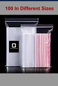 Myy Brand Reusable, Resealable Plastic Transparent Zip Lock Covers Pouch Bags, Multi sizes (100 Pieces)-thumb1