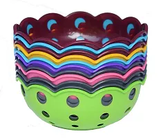 Myy Brand Multipurpose Kitchen Plastic Fruit Vegetable and Grains Washing Bowl and Basket; Multicolour 3 PSC (Multicolor (VGBW4)-thumb1