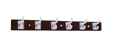 Myy Brand Door and Wall Mounted Cloth Hanger Organizer Hook Rack Rail for Hanging Keys,Clothes,Towel (6 Hook)