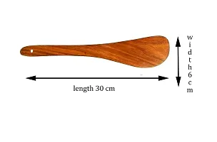 Myy Brand Home and Kitchen Non-Stick Long Handle Wooden Serving and Cooking Spoon, Ladles  Turning Spatulas 4 PSC-thumb3