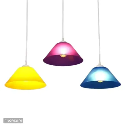 Myy Brand Modern Plastic Round Hanging Lamp Shade For Stylish Home D?cor (Plain Multi Color (3)