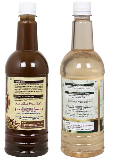 Navkar Kesar Thandai  Bela|Jasmine Flower Syrup Sharbat Pack Of 2 (750 ml Each)