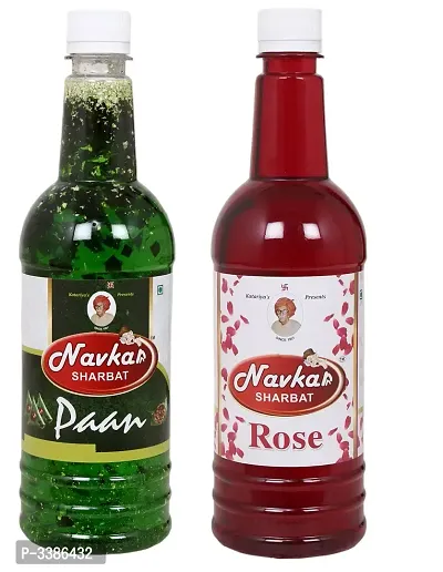 Navkar Paan|betel Leaf  Rose|Gulab Syrup Sharbat Pack Of 2 (750 ml Each)-thumb0
