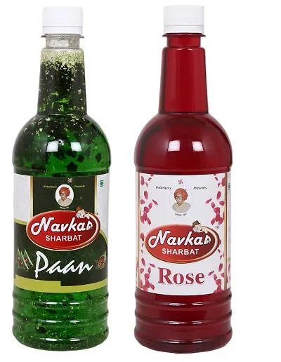 Navkar Paan|betel Leaf  Rose|Gulab Syrup Sharbat Pack Of 2 (750 ml Each)
