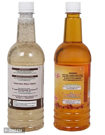 Navkar White Rose  Chandan|Sandalwood Syrup Sharbat Pack Of 2 (750 ml Each)-thumb2