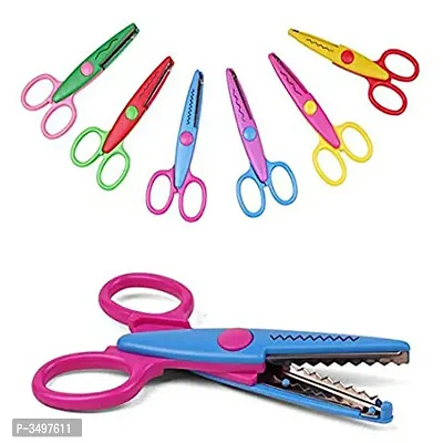 6 Pieces Art and Craft Zigzag Paper Shape multicolored Scissor Set Scissors (Set of 6, Multi-color)-thumb0