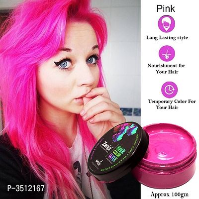 ZENIX Hair Fashion Styling Hair Color Wax (Pink) Hair Wax  (100 g)-thumb0