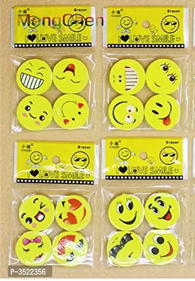 Smiley Erasers / Rubber Birthday Return Gifts for Kids (Pack of 4 PCS)-thumb3
