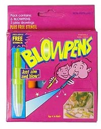 6pc Color Spray Blow Pens Magic Blow pens with 3 Stencils-thumb1
