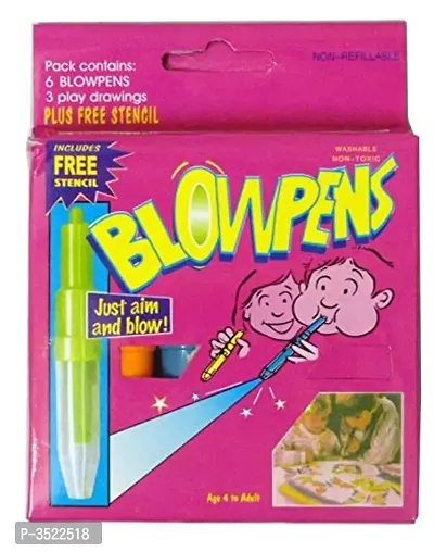 6pc Color Spray Blow Pens Magic Blow pens with 3 Stencils-thumb2