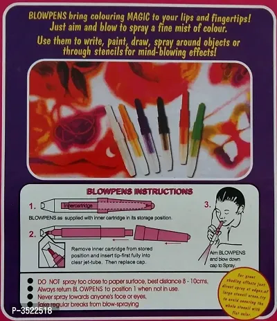 6pc Color Spray Blow Pens Magic Blow pens with 3 Stencils-thumb4