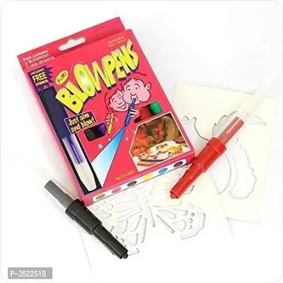 6pc Color Spray Blow Pens Magic Blow pens with 3 Stencils-thumb5