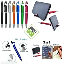 3 in 1 Function Ballpoint Writing Pen with Smartphone Stand Holder, Screen Wipe for All Android Touchscreen Mobile Phones and Tablets (SET OF 1- Any color)-thumb2