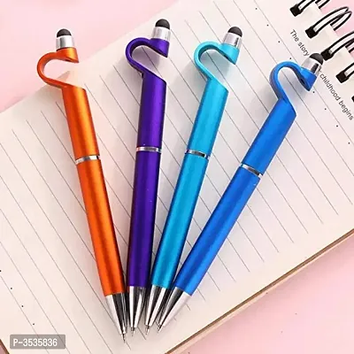 3 in 1 Function Ballpoint Writing Pen with Smartphone Stand Holder, Screen Wipe for All Android Touchscreen Mobile Phones and Tablets (SET OF 1- Any color)-thumb5