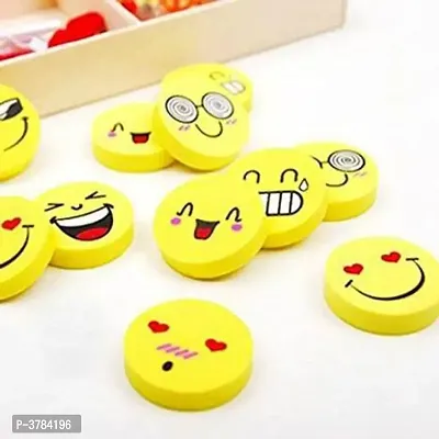 Lovely Happy Funny Smiley Erasers / Rubber Birthday Return Gifts for Kids (Pack of 16 Pcs Erasers / 4 Packets) Non-Toxic Eraser  (Set of 4, Yellow)-thumb2