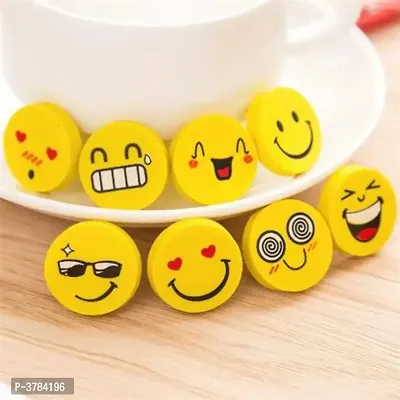 Lovely Happy Funny Smiley Erasers / Rubber Birthday Return Gifts for Kids (Pack of 16 Pcs Erasers / 4 Packets) Non-Toxic Eraser  (Set of 4, Yellow)-thumb4