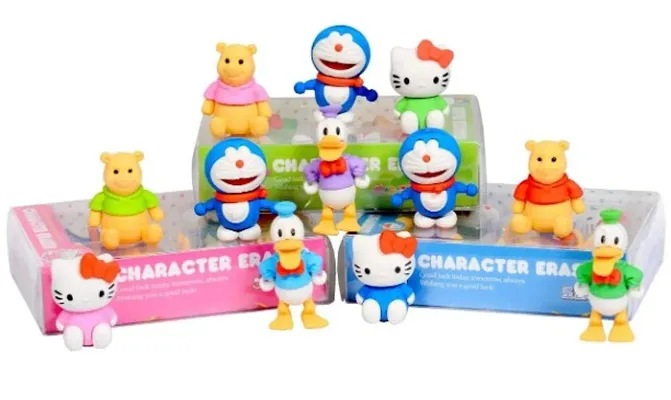 Pack of 3(12pcs)Cartoon Character Eraser for Kids