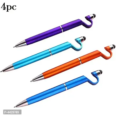 4pcs 3 In 1 Multi-Function Anti-Metal Texture Rotating Ballpoint Pen Creative Mobile Phone Stand Stylus Ballpoint Pen(Assorted Colors)-thumb0