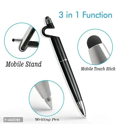 4pcs 3 In 1 Multi-Function Anti-Metal Texture Rotating Ballpoint Pen Creative Mobile Phone Stand Stylus Ballpoint Pen(Assorted Colors)-thumb4
