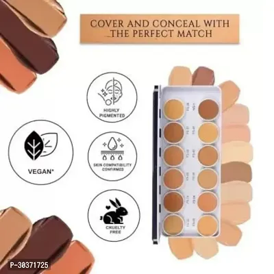 Supra Color Foundation Concealer Cream Palette 12 Colors for Women Natural Finish Foundation  (MULTICOLOR, 40 ml)