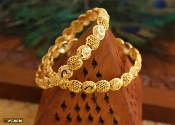 Kerala Style Gold Platted Bangle Set-thumb0