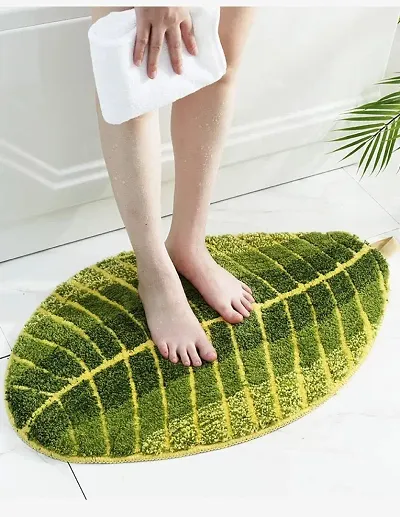 AIESY Micro-Poly Shaggy Banana Leaf Shape Door Mat Home
