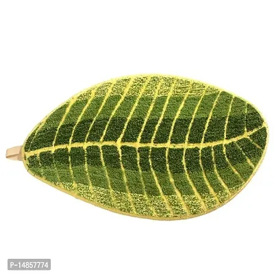 Microfiber Micro-Poly Shaggy Banana Leaf Shape Door Mat (Green, 16x 32 inch)-thumb2