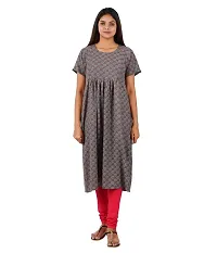 RibNee Women Printed Straight Maternity Dress Feeding Kurtis for Women with Concealed Nursing Zip for Breastfeeding  Pregnancy-(Grey) L-thumb4