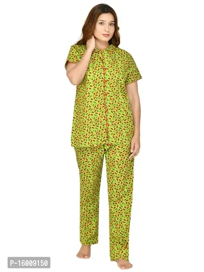 RibNee Womens Cotton Printed Night Suit Set