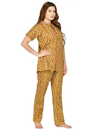 RibNee Night Suit Brown Printed Cotton Top and Pajama Set For Women-thumb1