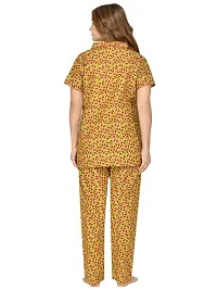 RibNee Night Suit Brown Printed Cotton Top and Pajama Set For Women-thumb3