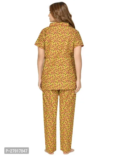 RibNee Night Suit Brown Printed Cotton Top and Pajama Set For Women-thumb4