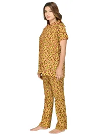 RibNee Night Suit Brown Printed Cotton Top and Pajama Set For Women-thumb4