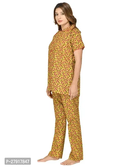 RibNee Night Suit Brown Printed Cotton Top and Pajama Set For Women-thumb5