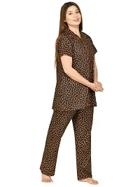 RibNee Night Suit Orange Printed Cotton Top and Pajama Set For Women-thumb1