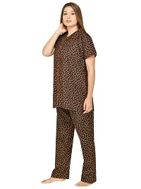 RibNee Night Suit Orange Printed Cotton Top and Pajama Set For Women-thumb4