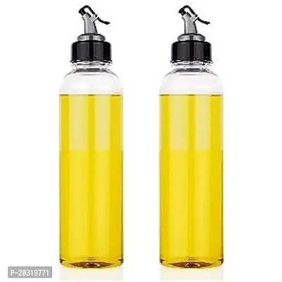 MADRIC 1000ml Glass Oil Dispenser Bottle 1 Litre For Kitchen, Round Shape, Pack of 2 (Clear)-thumb0
