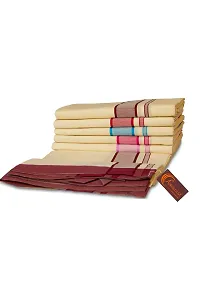 ABHIKRAM Men?s 100% Cotton Multiborder Lungi 2.25 Mtrs Temple Wear Dhoti/Veshti/Mundu Pack Of 1 (Cream)-thumb1