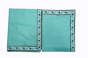 Green Cotton Bordered 2 Single Bedsheet Only-thumb1