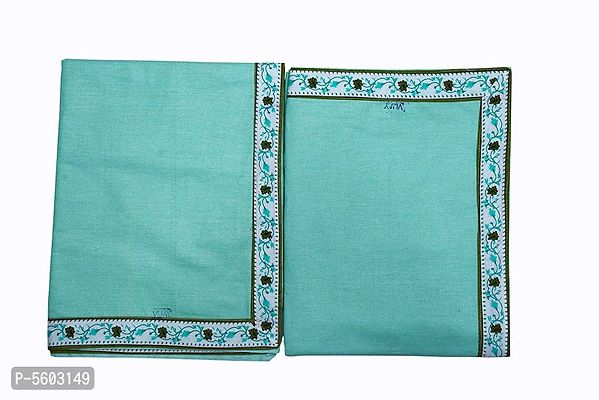 Green Cotton Bordered 2 Single Bedsheet Only-thumb2