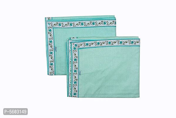 Green Cotton Bordered 2 Single Bedsheet Only-thumb3