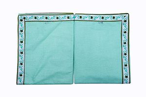 Green Cotton Bordered 2 Single Bedsheet Only-thumb3