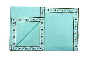 Green Cotton Bordered 2 Single Bedsheet Only-thumb4
