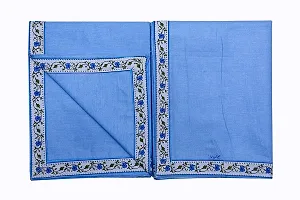 Blue Cotton Bordered 2 Single Bedsheet Only-thumb2