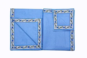 Blue Cotton Bordered 2 Single Bedsheet Only-thumb3