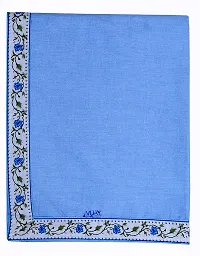 Blue Cotton Bordered 2 Single Bedsheet Only-thumb4