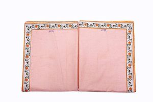 Peach Cotton Bordered 2 Single Bedsheet Only-thumb1