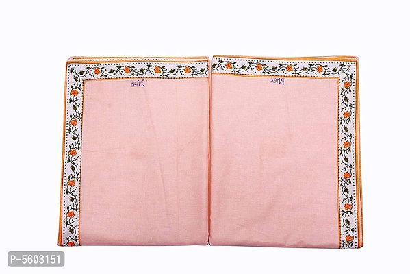 Peach Cotton Bordered 2 Single Bedsheet Only-thumb2
